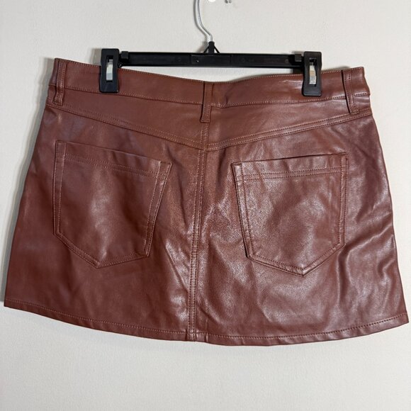 We The Free Free People Wynne Faux Leather Mini Skirt Women's 31 Brown Vegan NWT - Picture 7 of 11